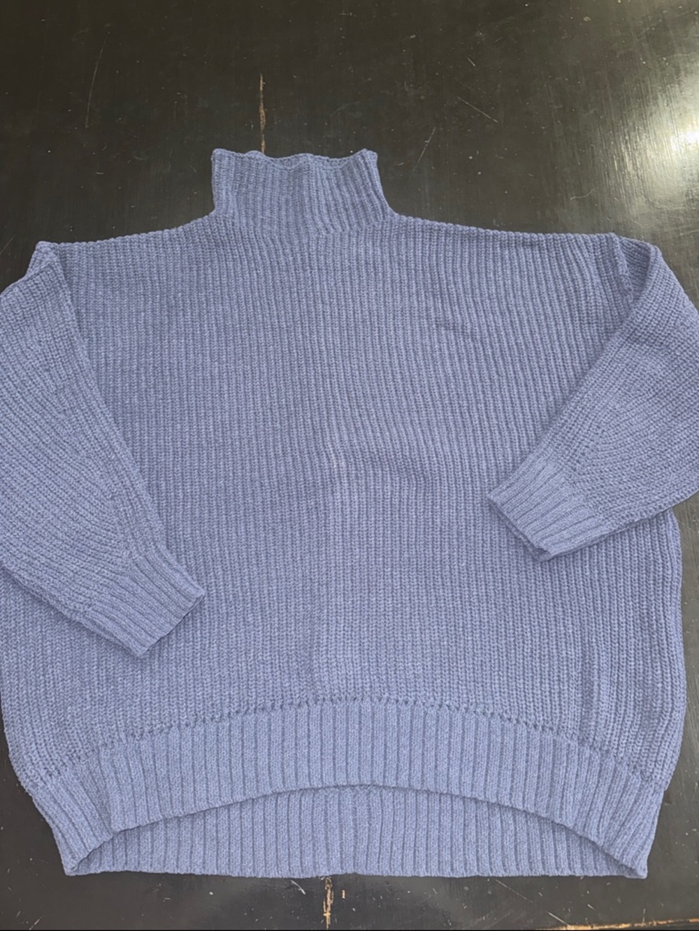 AERIE chenille high neck oversized sweater. blue. size medium.